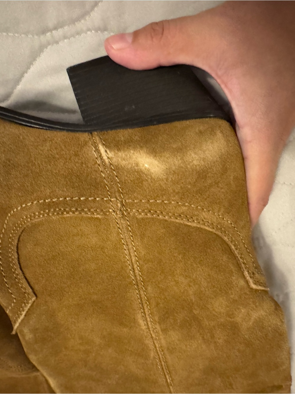 Zara Olive/Camel Suede leather Western Boots - Picture 4 of 8